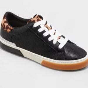 Target Animal Print Black Sneakers with Leopard Print Accent